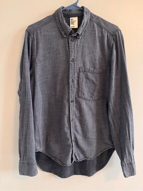 &Denim Gray Chambray Button Front Shirt Women’s Small‎ Cotton